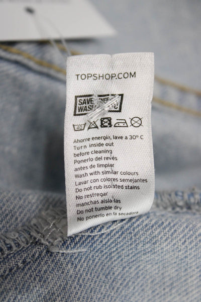 Topshop Womens Petite Basic Jacket Blue Cotton Long Sleeve Size 0