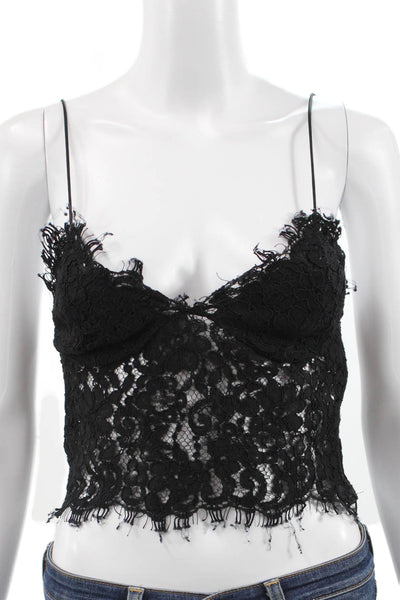 Zara Woman Womens Cropped Camisole Black Floral Polyester Blend Size XS