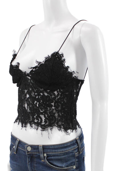 Zara Woman Womens Cropped Camisole Black Floral Polyester Blend Size XS
