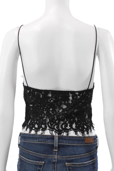 Zara Woman Womens Cropped Camisole Black Floral Polyester Blend Size XS