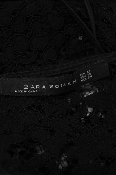 Zara Woman Womens Cropped Camisole Black Floral Polyester Blend Size XS