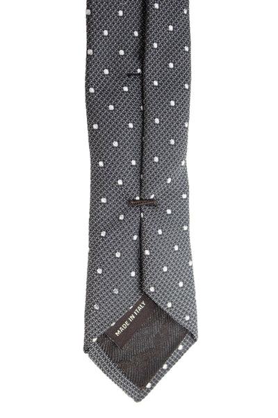 Canali Mens Silk Geometric Square Print Necktie Black White