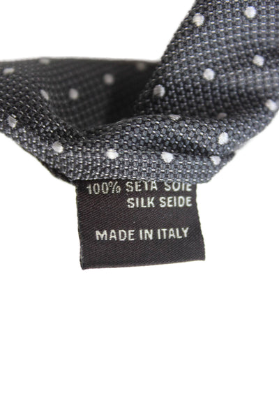Canali Mens Silk Geometric Square Print Necktie Black White