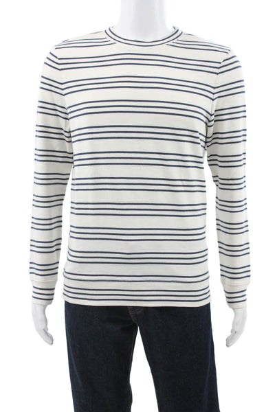 A.P.C. Mens White Cotton Striped Crew Neck Sweater Long Sleeve Size M