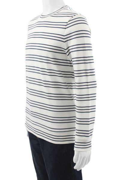 A.P.C. Mens White Cotton Striped Crew Neck Sweater Long Sleeve Size M