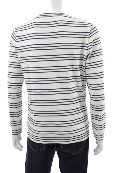 A.P.C. Mens White Cotton Striped Crew Neck Sweater Long Sleeve Size M