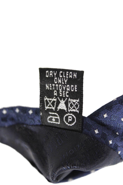 Armani Collezioni Mens Silk Geometric Print Necktie Navy Blue White