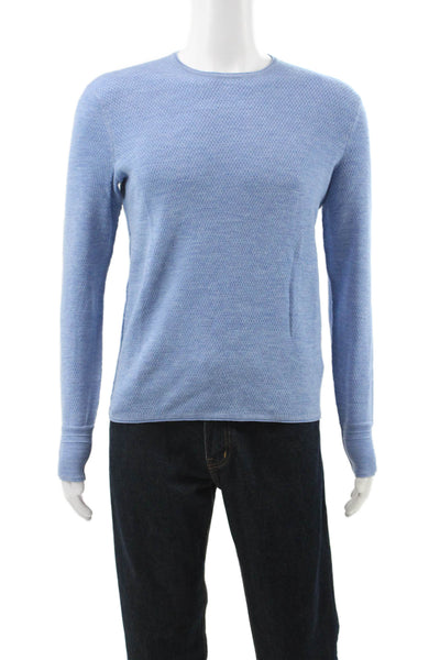 Rag & Bone Mens Pullover Sweater Blue Geometric Merino Wool Crew Neck Size S