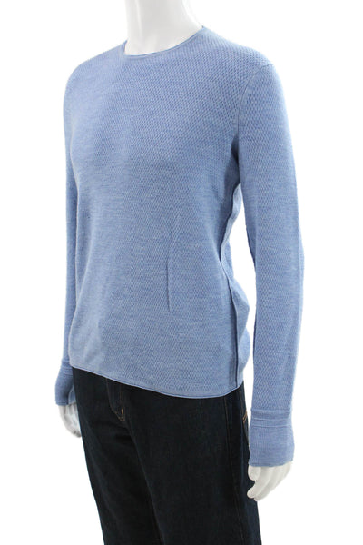 Rag & Bone Mens Pullover Sweater Blue Geometric Merino Wool Crew Neck Size S