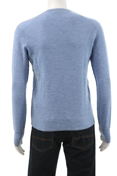 Rag & Bone Mens Pullover Sweater Blue Geometric Merino Wool Crew Neck Size S