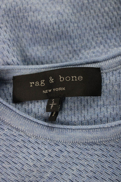 Rag & Bone Mens Pullover Sweater Blue Geometric Merino Wool Crew Neck Size S
