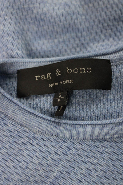 Rag & Bone Mens Pullover Sweater Blue Geometric Merino Wool Crew Neck Size S