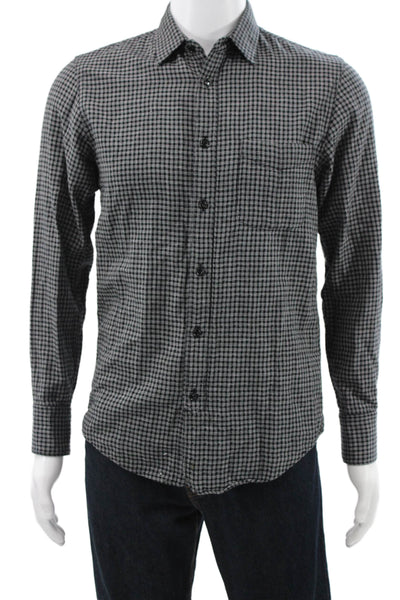 Rag & Bone Mens Plaid Button Down Slim Fit Shirt Black White Size Small