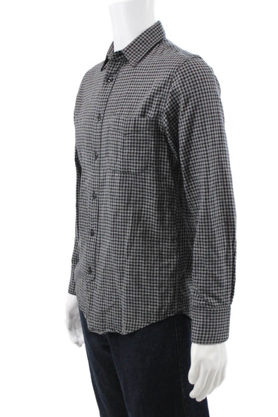 Rag & Bone Mens Plaid Button Down Slim Fit Shirt Black White Size Small