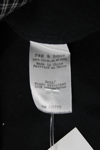 Rag & Bone Mens Plaid Button Down Slim Fit Shirt Black White Size Small