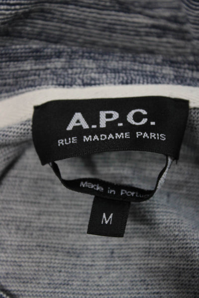 APC Mens Blue 100% Cotton Crewneck Solid Sweater Long Sleeve Size M