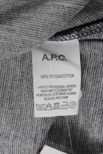 APC Mens Blue 100% Cotton Crewneck Solid Sweater Long Sleeve Size M