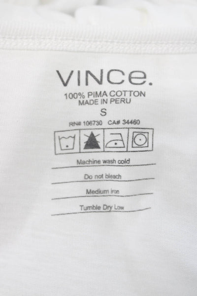 Vince Mens Long Sleeves Henley Shirt White Cotton Size Small