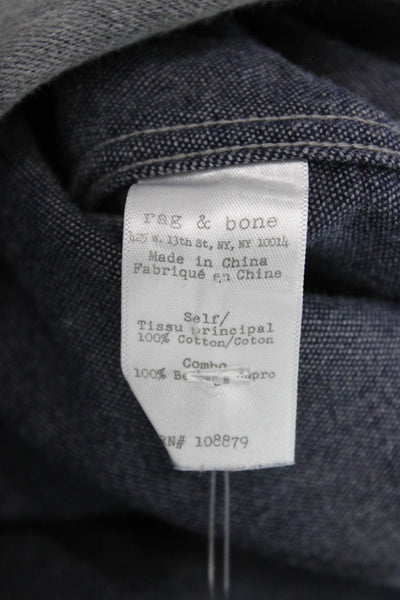 Rag & Bone Mens Long Sleeves Button Down Shirt Grey Cotton Size Small