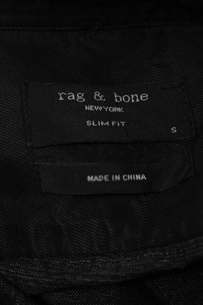 Rag & Bone Mens Slim Fit Button Down Shirt Black Cotton Size Small