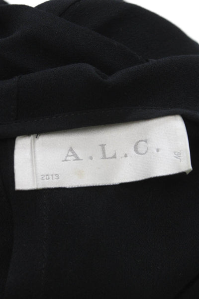 A.L.C. Women Basic Silk Sleeveless Tank Black Round Neck Size M