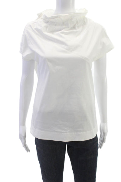 COS Women White Basic Cowl Neck Short Sleeve Blouse Size 6