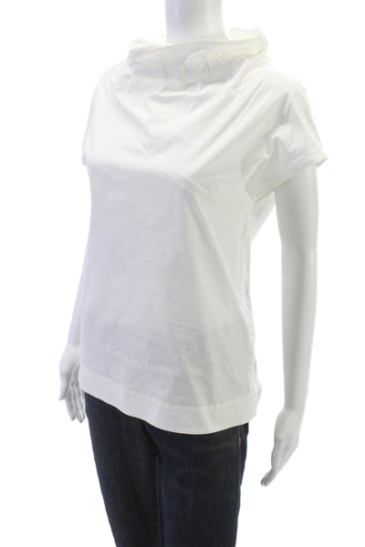 COS Women White Basic Cowl Neck Short Sleeve Blouse Size 6