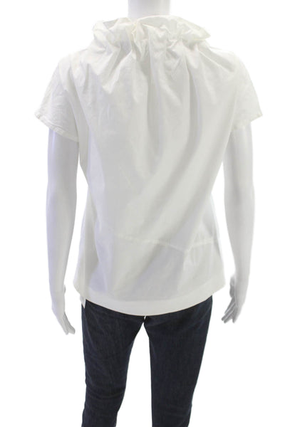 COS Women White Basic Cowl Neck Short Sleeve Blouse Size 6
