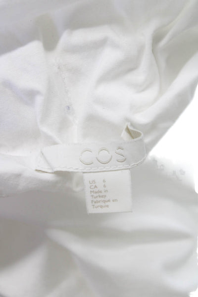 COS Women White Basic Cowl Neck Short Sleeve Blouse Size 6