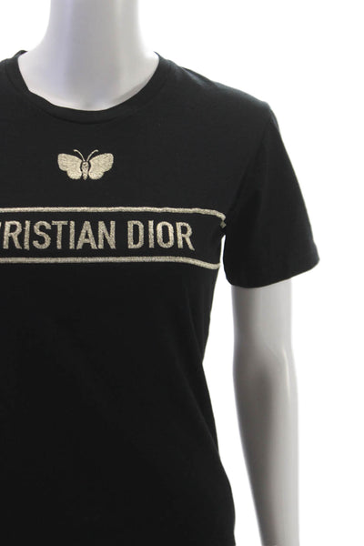 Christian Dior Womens Cotton Graphic T-Shirt Black Size S