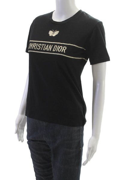 Christian Dior Womens Cotton Graphic T-Shirt Black Size S