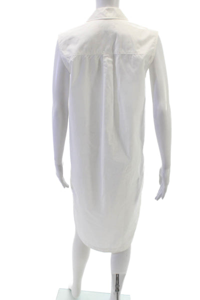 Banana Republic Women White Collared Sleeveless Cotton Shirt Dress Maxi Size XS