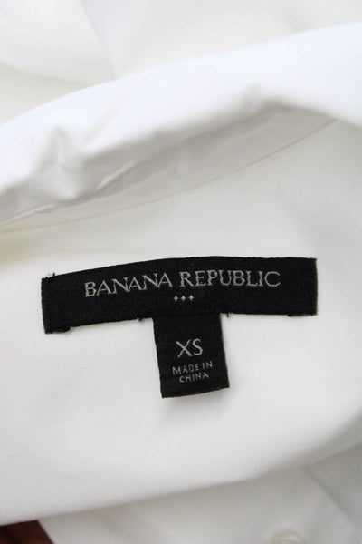 Banana Republic Women White Collared Sleeveless Cotton Shirt Dress Maxi Size XS