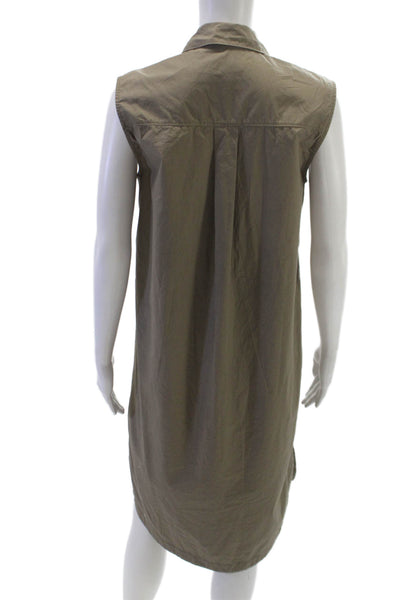 Banana Republic Women White Collared Sleeveless Cotton Shirt Dress Maxi Size XS