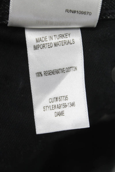Agolde Women Wide-Leg Jeans Black Cotton Button 29 Inseam Size 23