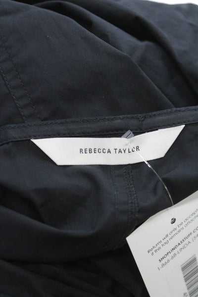 Rebecca Taylor Women Fit & Flare Dress Black Cotton Short Sleeve V Neck Size L