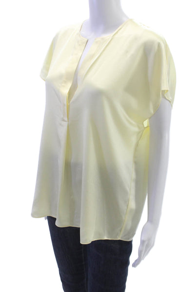 Vince Womens Silk V-Neck Sleeveless Basic Blouse Yellow Size L