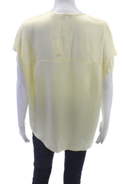 Vince Womens Silk V-Neck Sleeveless Basic Blouse Yellow Size L