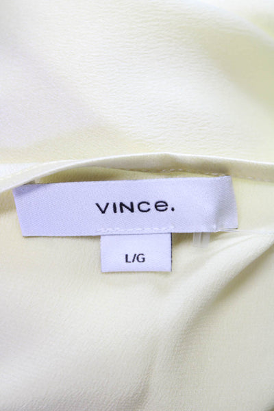 Vince Womens Silk V-Neck Sleeveless Basic Blouse Yellow Size L