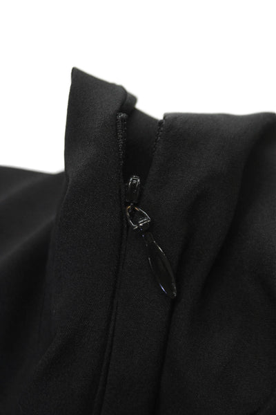 Valentina Kova Women Maxi Silk Collared Black Zip Long Sleeve Dress Size 0