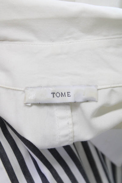 Tome Women Shirt Dress White Colorblock Short Sleeve Button Maxi Size 6