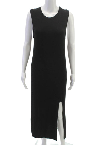 Something Navy Women Black Sleeveless Maxi Dress Crew Neck Size M