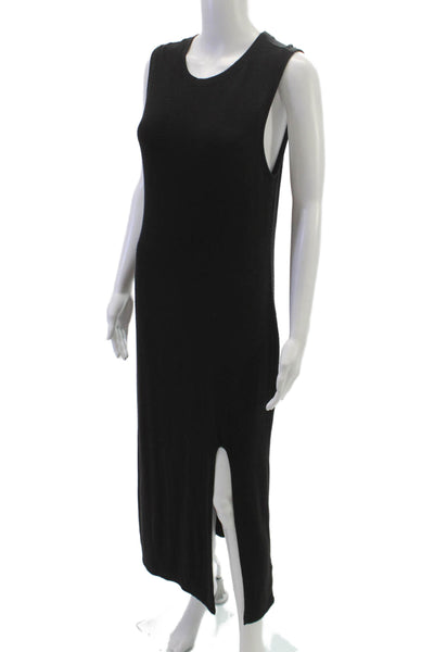 Something Navy Women Black Sleeveless Maxi Dress Crew Neck Size M