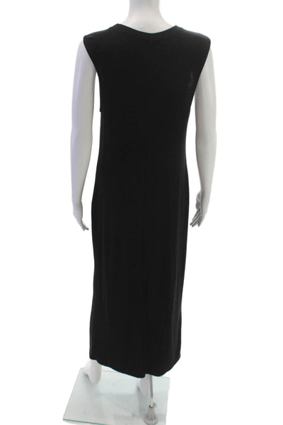 Something Navy Women Black Sleeveless Maxi Dress Crew Neck Size M