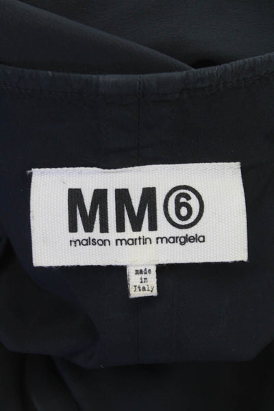 MM6 Maison Margiela Women V-Neck Sleeveless Shift Dress Black Knee Size 38