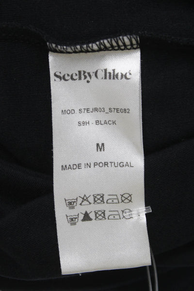 See by Chloe Women Black Tank Dress Cotton Knee Length Size M