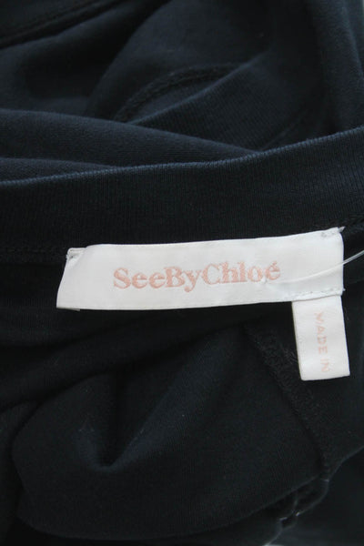 See by Chloe Women Black Tank Dress Cotton Knee Length Size M