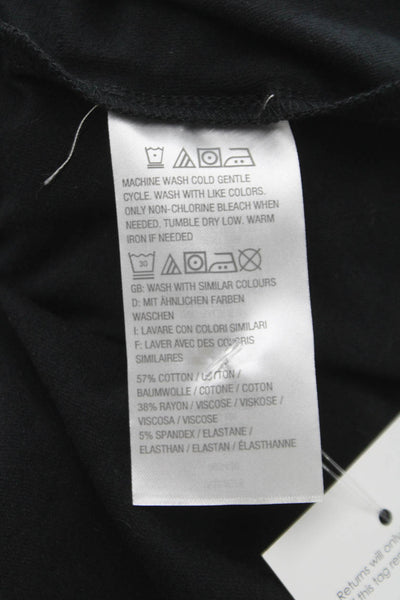H By Halston Women Black Cotton Maxi Dress Short Sleeve Round Neck Size M