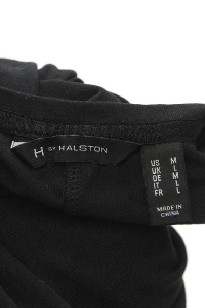 H By Halston Women Black Cotton Maxi Dress Short Sleeve Round Neck Size M