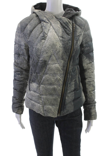 Helmut Womens Gray Puffer Jacket Zip Polyester Geometric Long Sleeve Size S